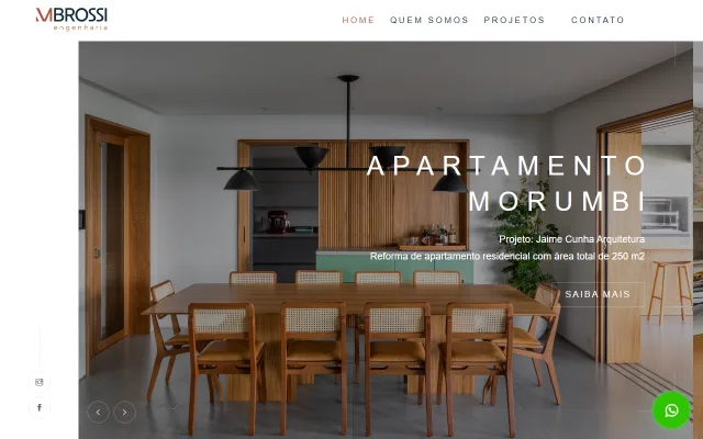 Captura de tela do site da MB Rossi Engenharia